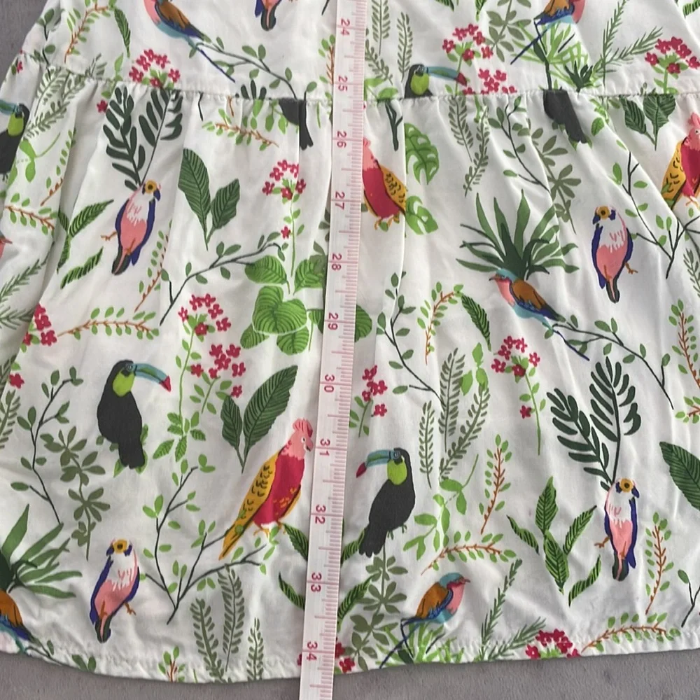 LOFT Jungle Birds Tropical Print Ruffle Double Strap Lined Dress Cover Up size S - Picture 11 of 11